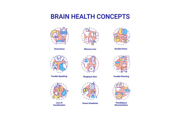 Download Brain Health Concept Icons Set - Premium Resources