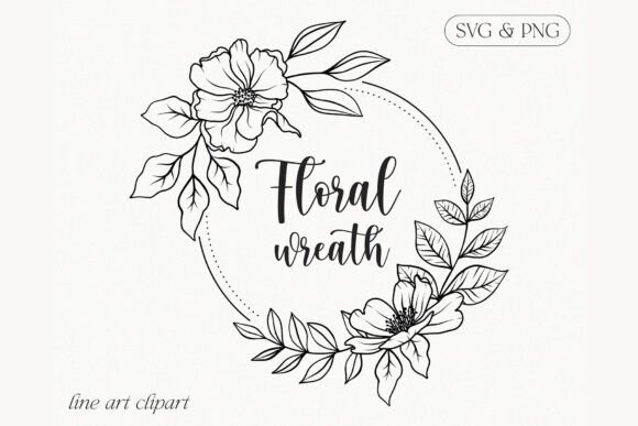 Download Floral Line Art Flower Wreath Clipart - Flower Collection