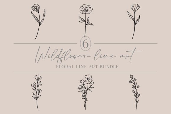 Download Floral Line Art Bundle | Cute Wildflower - Flower Collection