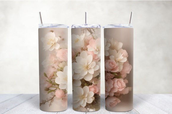 Download 3D Beige Pink Flowers Tumbler Wrap - Flower Collection