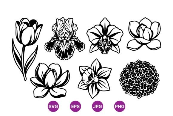 Download Black Line Art Flower Clipart - Flower Collection