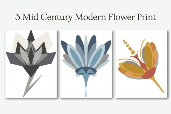 Download 3 Mid Century Modern Flowers Drawing - Flower Collection