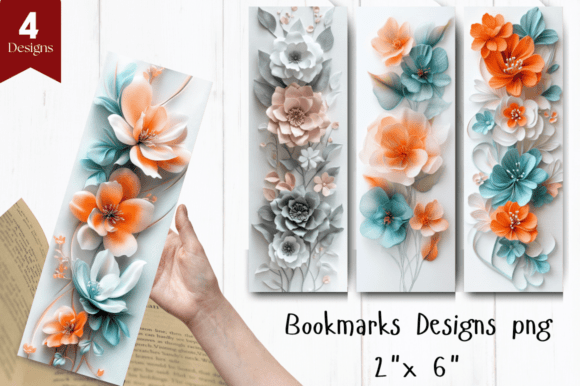 Download 3D Flowers Bookmark PNG Design - Flower Collection