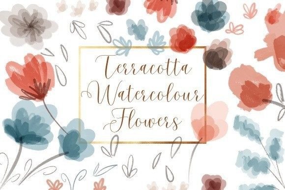 Download Terracotta Watercolour Flowers - Flower Collection
