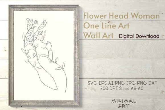 Download 1 Flower Head Woman One Line Art Wall Ar - Flower Collection