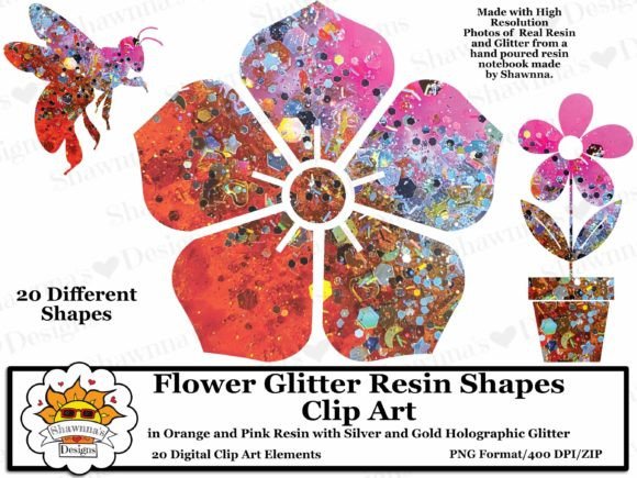 Download Orange and Pink Flower Shapes Clipart - Flower Collection