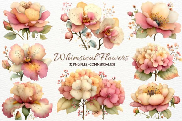 Download Whimsical Flowers PNG Floral Clipart - Flower Collection