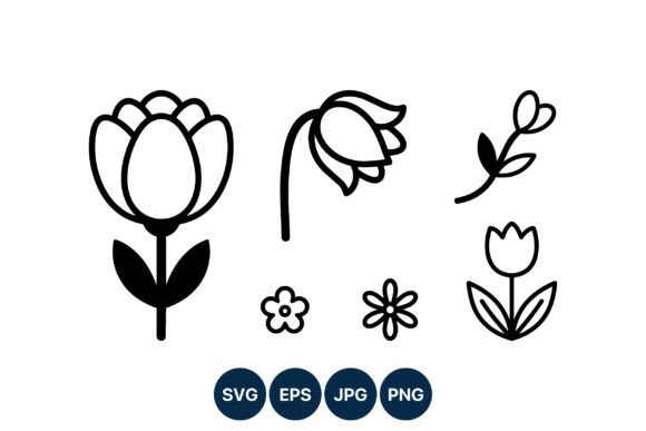 Download Simple Flower Line Art Vector - Flower Collection