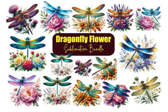 Download Dragonfly Flower Sublimation Bundle,PNGs - Flower Collection