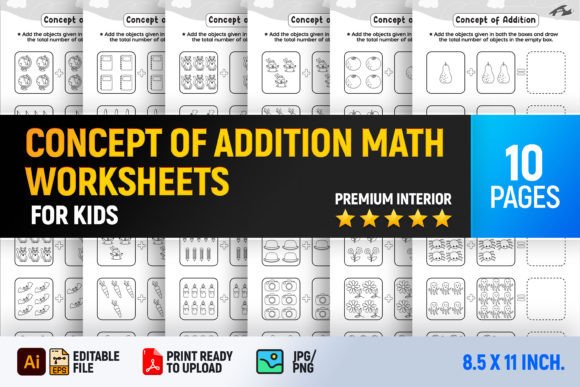 Download Concept of Addition Worksheets, Vol- 1 - Premium Bundle
