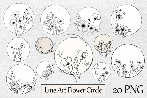 Download Line Art Flower Circle - Flower Collection