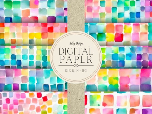 Download Rainbow Saques Watercolor Digital Paper - Rainbow Collection
