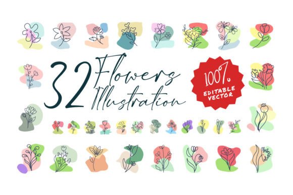Download Flower Illustration with Background - Flower Collection
