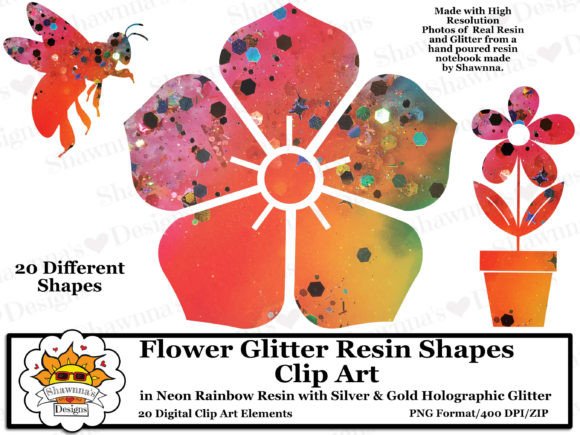Download Neon Rainbow Resin Flower Shapes Clipart - Flower Collection