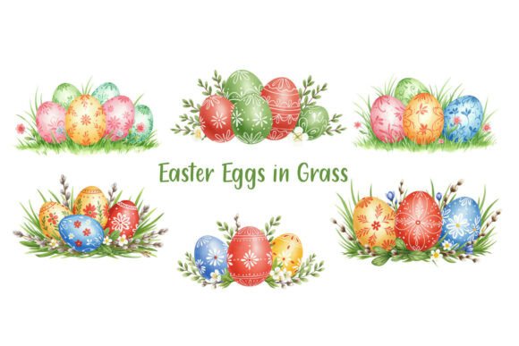 Download Colorful Easter Eggs in Grass Flower - Flower Collection