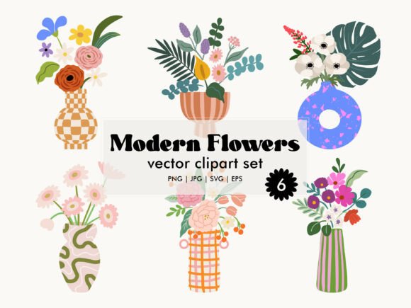 Download Modern Flowers Vector Clipart Set - Flower Collection