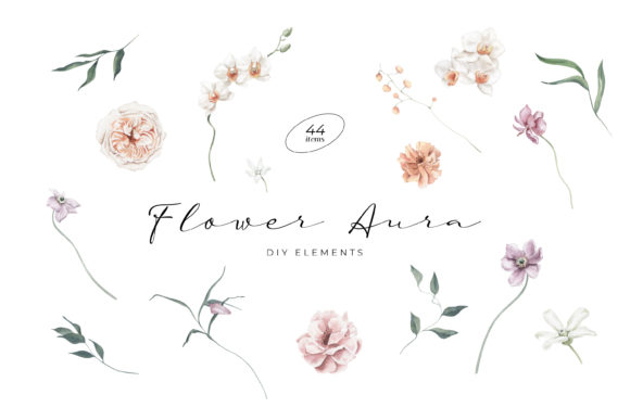 Download Flower Aura Watercolor DIY Elements - Flower Collection
