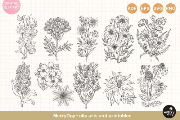 Download 11 Summer Flower Outline Clip Art - Flower Collection